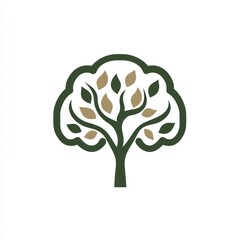 Obraz premium Stylized Green Tree with Brown Leaves Simple Design