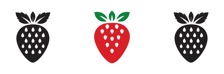 Fototapeta premium strawberry Icon set Deferent color isolated on white background.