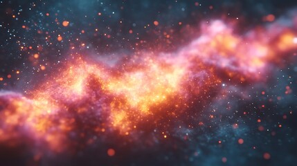 Naklejka premium Abstract Glowing Nebula Cosmic Dust Particles