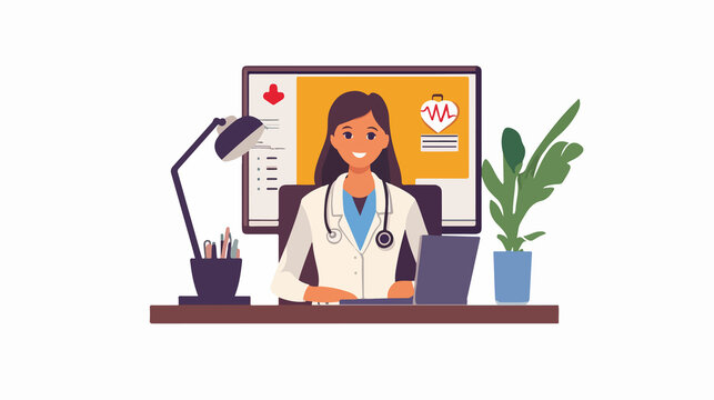 Personal doctor concept, girl communicating with a doctor, ideal for healthcare, telemedicine, or medical advice content.