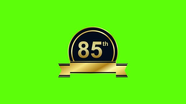 Animated Gold luxury 85 years anniversary on green screen background