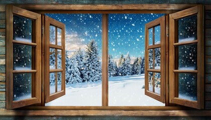snow covered window