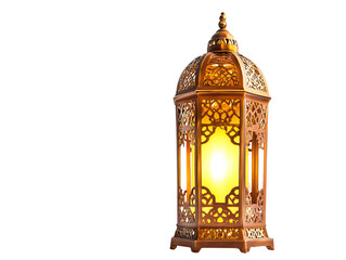 Isolated Golden Ornate Moroccan Lantern