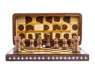 Isolated Wooden Travel Chess Board