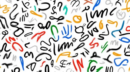 Colorful abstract brushstroke pattern with diverse swirls and shapes