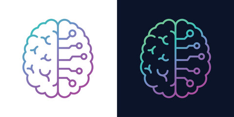 Artificial intelligence AI chipset on circuit board. Artificial intelligence and Machine learning technology concept. Vector Illustration