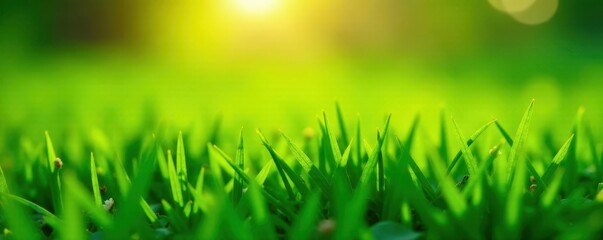 Fototapeta premium Lush green grass, sunlit texture, fine blades, farmland, texture, agriculture