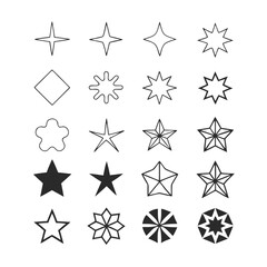 Minimalist Star Icon Bundle Vector Set.