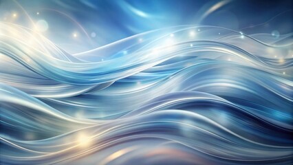 Abstract blue and silver waves with sparkling lights, creating a mesmerizing visual effect.