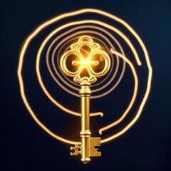Obraz premium Golden key with a flower design on it