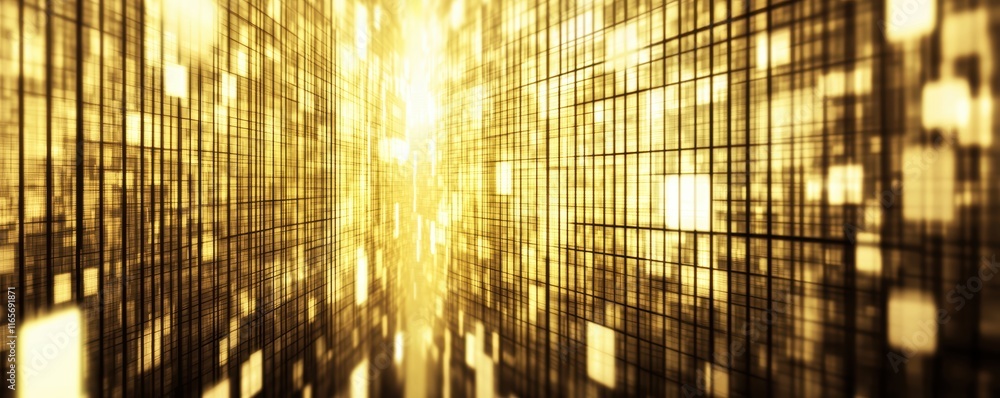 Poster abstract golden background with light patterns and grid effect for creative projects