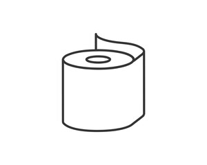 Simple line art illustration of a roll of toilet paper. Perfect for websites, apps, or presentations needing a clean, minimalist design.  Versatile and easily adaptable to various styles.