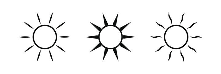 Sun icon set. Brightness flat icon. Solar icon. Decorative circle full. Vector illustration