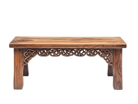 Isolated Rustic Wooden Low Table