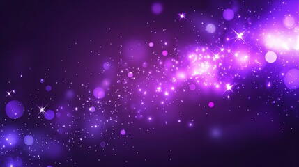 Digital purple particles wave and light abstract background with shining dots stars