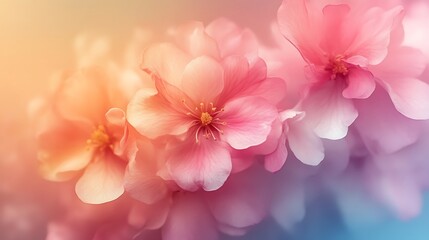 Delicate Pink Blossoms Softly Illuminated Background