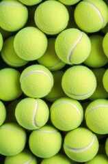 A pattern of tennis balls, repeating and filling the frame to create an eye-catching wallpaper with lime green hues