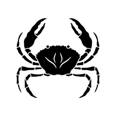 Sea crab silhouette isolated on white background. Seafood shop logo, signboard, restaurant menu, fish market, banner, poster design template.