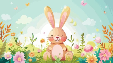 Adorable Easter Bunny in Cartoon Vector Style for Festive Designs