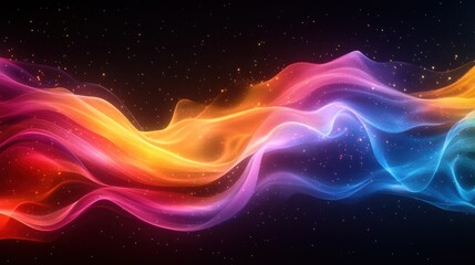 Obraz premium Abstract colorful waves, sparkling cosmic dust.