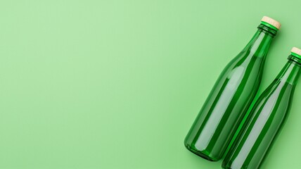 Recycling green solutions for eco-friendly products urban setting bottles on green background sustainable concept