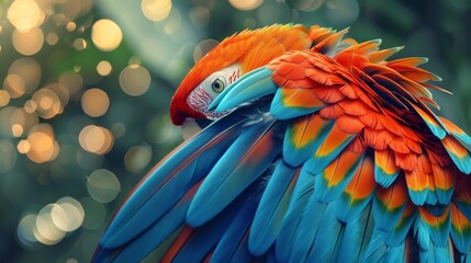 Obraz premium A Colorful Scarlet Macaw in a Lush Green Setting
