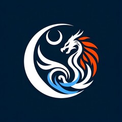 Naklejka premium AI Generate of Unique, Simple, Low-detail Logo Recognizable Idiosyncratic of Dragon