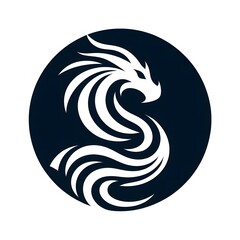 AI Generate of Unique, Simple, Low-detail Logo Recognizable Idiosyncratic of Dragon