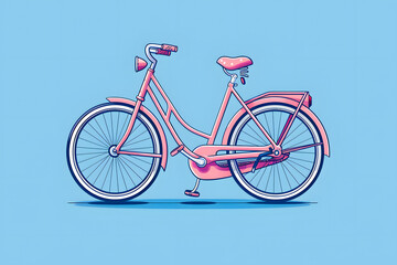 Fototapeta premium Stylish Pink Bicycle on a Light Blue Background Showcasing Design