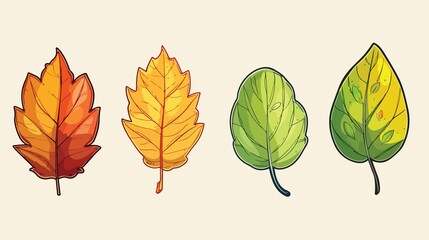 Colorful Cartoon Style Autumn Leaves Collection for Creative Designs