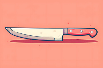 Brightly Colored Kitchen Knife on a Solid Background