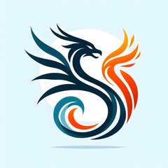 Naklejka premium AI Generate of Unique, Simple, Low-detail Logo Recognizable Idiosyncratic of Dragon