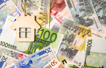 The symbol of the house stands on the background of the Euro

