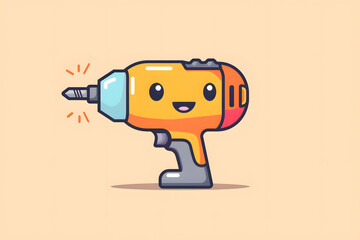 Cartoon-style Drill With a Cheerful Face on a Light Background