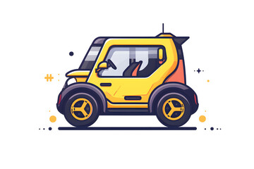 Fototapeta premium Bright Yellow Compact Car With Modern Design in a Minimalist Style