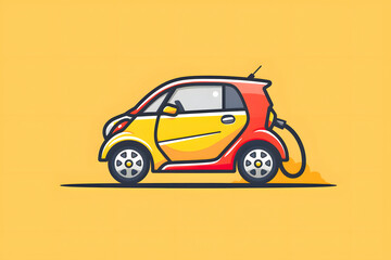 Brightly Colored Smart Car Getting Fuel at a Station