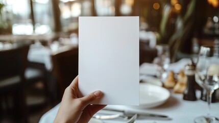 Blank Restaurant Menu Card Mockup in Elegant Setting