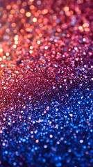 Sparkling gradient blending red and blue glitter, highlighting romantic and celebratory visual background
