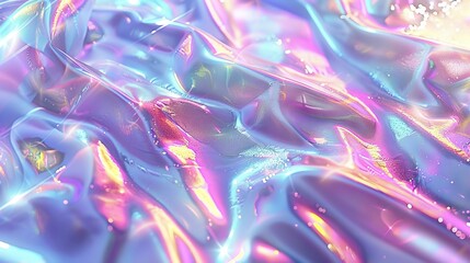A colorful, iridescent fabric texture with a shimmering, wavy appearance.