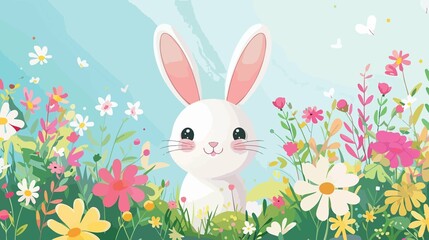 Easter Bunny and Flowers Design for Festive Celebrations and Greetings