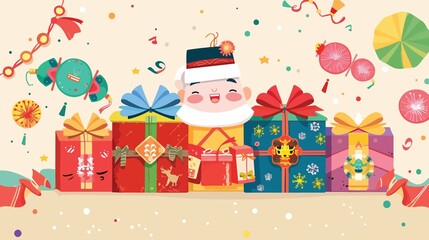 Obraz premium Korean New Year Celebration Greeting Card and Banner Design