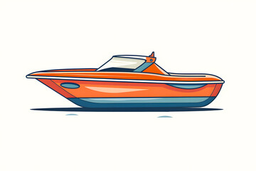 Bright Orange Motorboat Cruising on Calm Water During Daytime