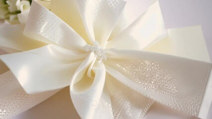 Elegant video of a lace ribbon with the text "Hey Alex, how can we improve? Fill out a short survey"