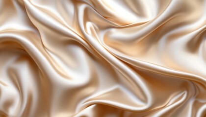 Fototapeta premium Golden Satin Luxury Elegant Beige Fabric Texture with Soft Folds, Ideal for Backgrounds