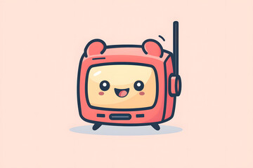 Cute Retro Television Character With Smile and Antenna for Kids
