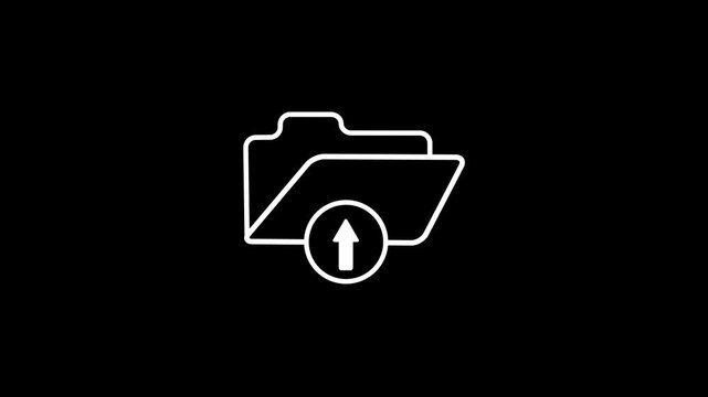 Document file upload or transfer process with arrow icon animation. Simple up load red folder icon on white background.Animated upload linear ui icon. Send to server. Digital storage.