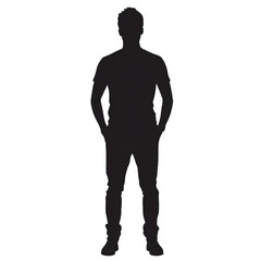 Obraz premium Man with hands in pocket standing silhouette isolated on transparent background Man standing silhouette png