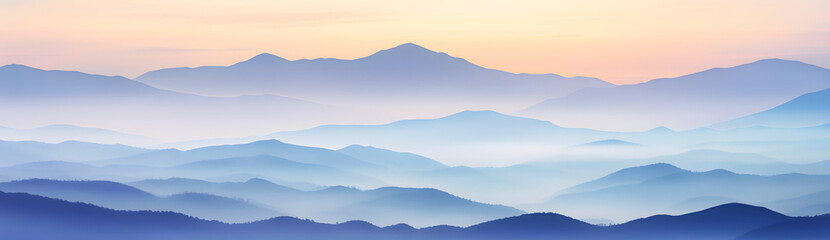 Fototapeta premium Majestic Mountain Landscape at Sunrise With Soft Pastel Colors