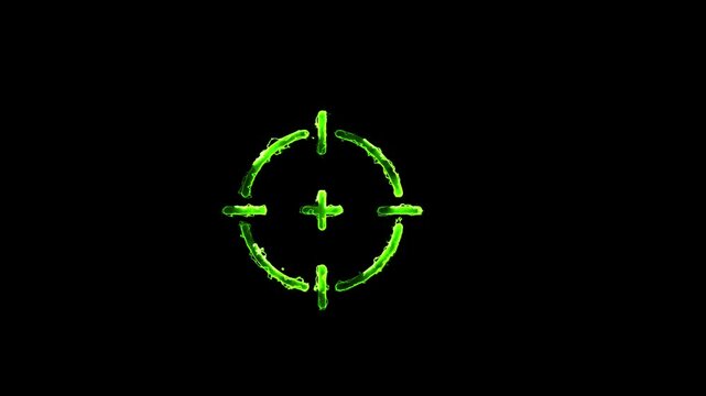Neon aim cross, target search and aiming animation.neon target icon,looped animation. Cross hair, gun aim, sniper target,bulls eye,precise shoot,hunting,target audience.