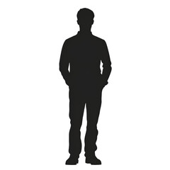 Man standing silhouette isolated on transparent background Man standing silhouette png